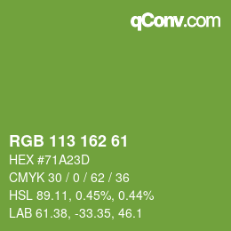 Color code: RGB 113 162 61 | qconv.com