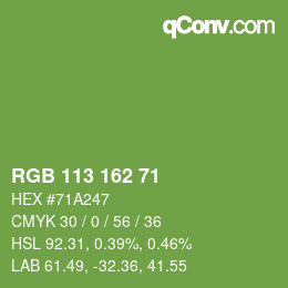 カラーコード: RGB 113 162 71 | qconv.com