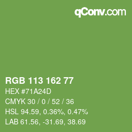 Color code: RGB 113 162 77 | qconv.com