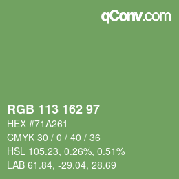 Color code: RGB 113 162 97 | qconv.com