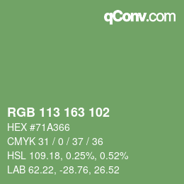 Color code: RGB 113 163 102 | qconv.com