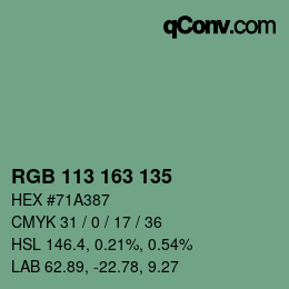 Color code: RGB 113 163 135 | qconv.com
