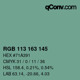 Farbcode: RGB 113 163 145 | qconv.com