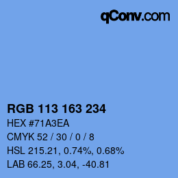 颜色代码: RGB 113 163 234 | qconv.com