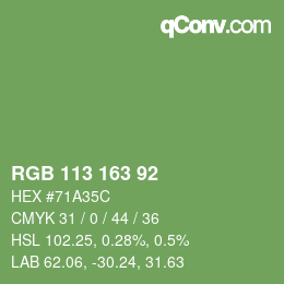颜色代码: RGB 113 163 92 | qconv.com