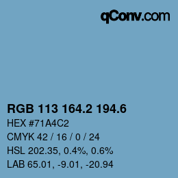 カラーコード: RGB 113 164.2 194.6 | qconv.com
