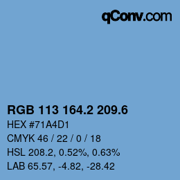 カラーコード: RGB 113 164.2 209.6 | qconv.com