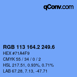 カラーコード: RGB 113 164.2 249.6 | qconv.com