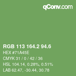 カラーコード: RGB 113 164.2 94.6 | qconv.com