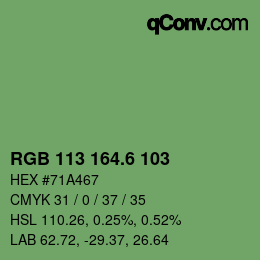カラーコード: RGB 113 164.6 103 | qconv.com