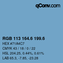 カラーコード: RGB 113 164.6 199.6 | qconv.com