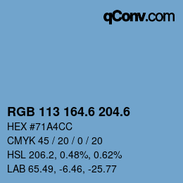 カラーコード: RGB 113 164.6 204.6 | qconv.com