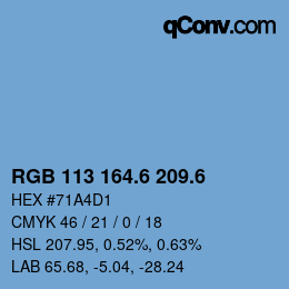 カラーコード: RGB 113 164.6 209.6 | qconv.com