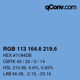 カラーコード: RGB 113 164.6 219.6 | qconv.com