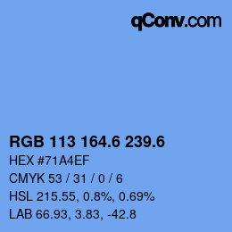 カラーコード: RGB 113 164.6 239.6 | qconv.com