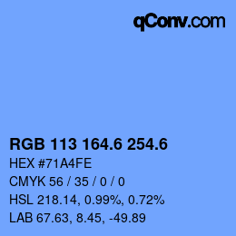 カラーコード: RGB 113 164.6 254.6 | qconv.com