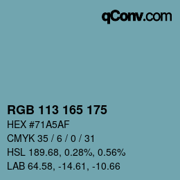 カラーコード: RGB 113 165 175 | qconv.com