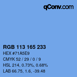 カラーコード: RGB 113 165 233 | qconv.com