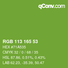 カラーコード: RGB 113 165 53 | qconv.com