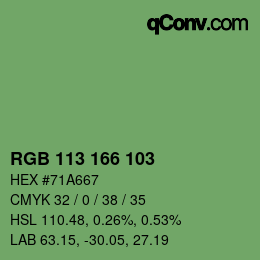 Color code: RGB 113 166 103 | qconv.com