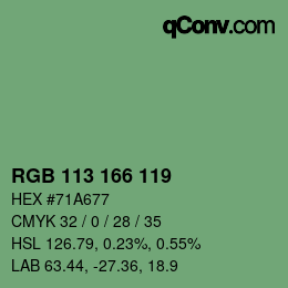 Color code: RGB 113 166 119 | qconv.com