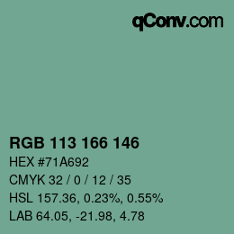 カラーコード: RGB 113 166 146 | qconv.com