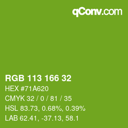 Color code: RGB 113 166 32 | qconv.com