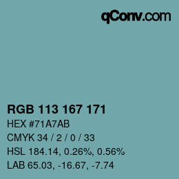 Color code: RGB 113 167 171 | qconv.com
