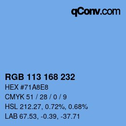 Farbcode: RGB 113 168 232 | qconv.com