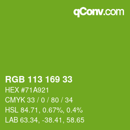 颜色代码: RGB 113 169 33 | qconv.com