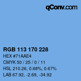カラーコード: RGB 113 170 228 | qconv.com