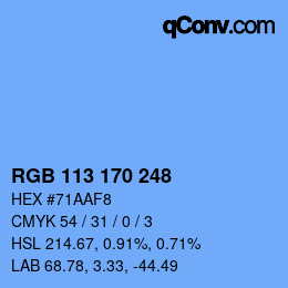 カラーコード: RGB 113 170 248 | qconv.com