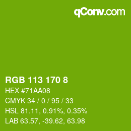 Color code: RGB 113 170 8 | qconv.com