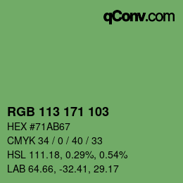 カラーコード: RGB 113 171 103 | qconv.com