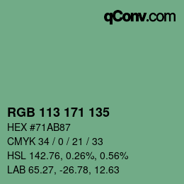 カラーコード: RGB 113 171 135 | qconv.com