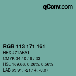 Color code: RGB 113 171 161 | qconv.com