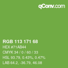 Farbcode: RGB 113 171 68 | qconv.com