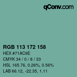 Color code: RGB 113 172 158 | qconv.com