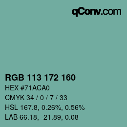 Color code: RGB 113 172 160 | qconv.com