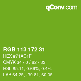 Color code: RGB 113 172 31 | qconv.com