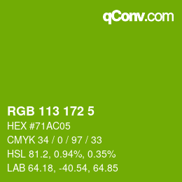 Color code: RGB 113 172 5 | qconv.com