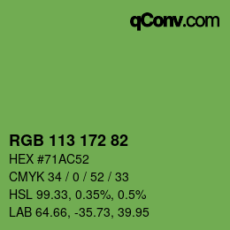 Color code: RGB 113 172 82 | qconv.com