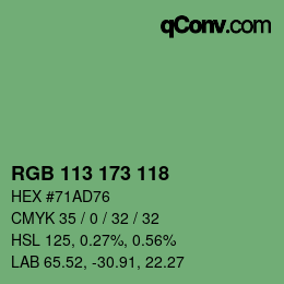 颜色代码: RGB 113 173 118 | qconv.com