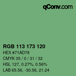 Código de color: RGB 113 173 120 | qconv.com