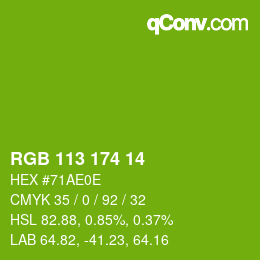 Color code: RGB 113 174 14 | qconv.com