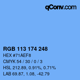 Color code: RGB 113 174 248 | qconv.com