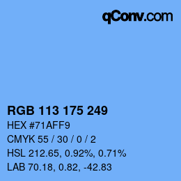 カラーコード: RGB 113 175 249 | qconv.com