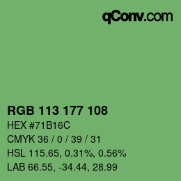 Color code: RGB 113 177 108 | qconv.com
