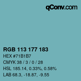 颜色代码: RGB 113 177 183 | qconv.com