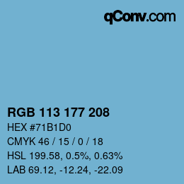 カラーコード: RGB 113 177 208 | qconv.com